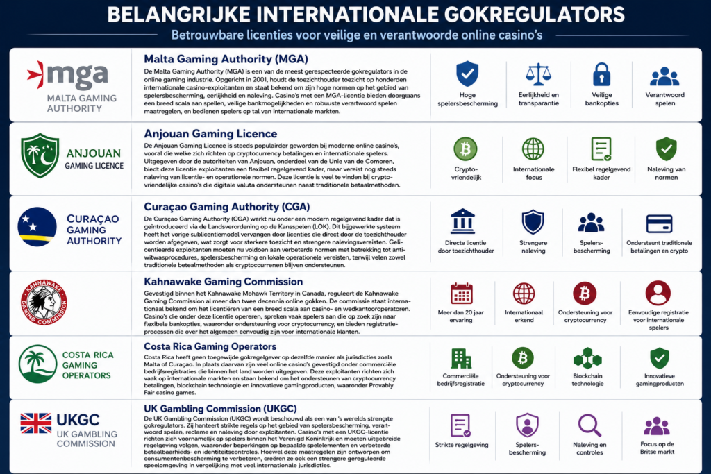 belangrijke internationale gokregulators